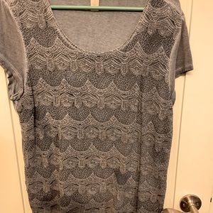 Blue top with crochet